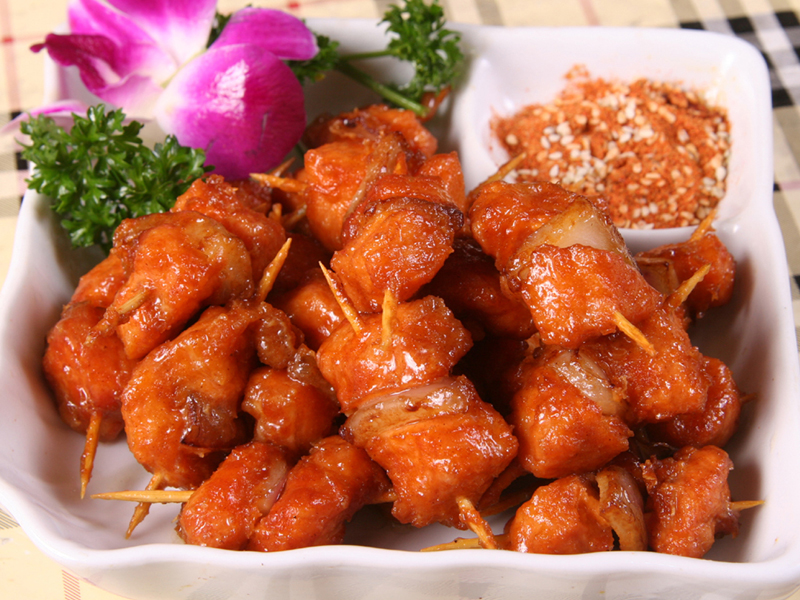 Mini chicken skewers